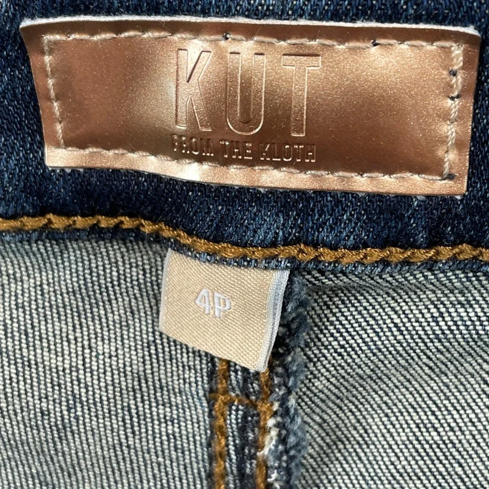 KUT from the Kloth Jeans Women 4P Blue Ana High Rise Flare Front Patch Pockets - Picture 3 of 10